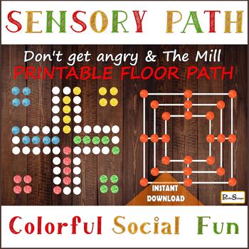 Preview of Don't get angry & The Mill game in printable floor path, Floor decals for games