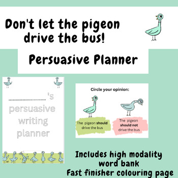 Preview of Don't let the pigeon drive the bus persuasive writing planner