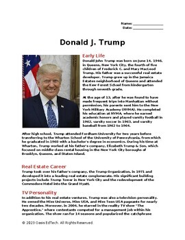 Preview of Donald J. Trump Worksheet