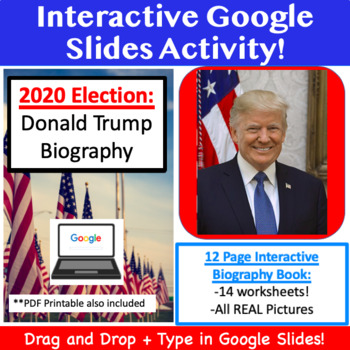 Preview of Donald Trump 2020 Visual Biography Book for Google Slides and Printable PDF