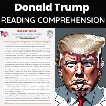 Preview of Donald Trump Biography Reading Comprehension | US Politics and US Presidents