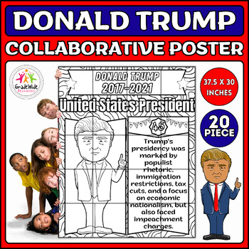 Preview of Donald Trump Collaborative Coloring Poster Bulletin Board | Presidents Day Craft