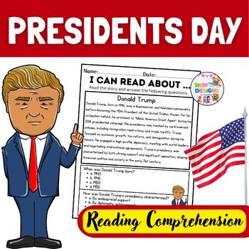 Preview of Donald Trump / Reading and Comprehension / Presidents day