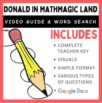 Preview of Donald in Mathmagic Land: Video Worksheet & Word Search (Bundle)