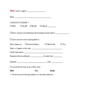 Preview of Donation Form Template (editable and fillable resource)