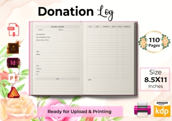 Preview of Donation Log Book - KDP Interior  : Editable Templates