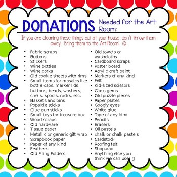 Preview of Donations for Art Classroom *Editable* Great for Facebook, Instagram, Class Dojo