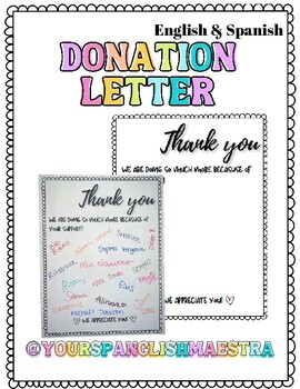 Preview of DonationsThank You Note to Parents