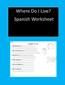 Donde Vivo Where I Do Live First Grade Spanish Worksheet By Lizeth Matzir