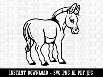 Donkey Looking Over Shoulder Butt Clipart Instant Digital Download AI ...