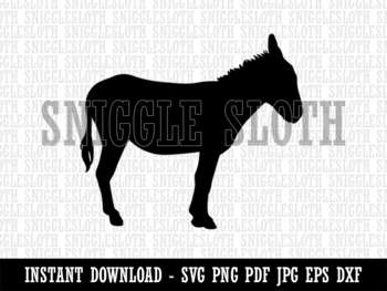 Donkey Silhouette Solid Clipart Digital Download SVG EPS PNG PDF AI DXF JPG