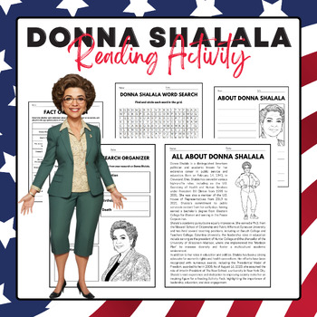 Preview of Donna Shalala - Reading Activity Pack | Arab American Heritage Month Activies