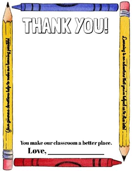 Preview of Donors Choose Thank You Paper
