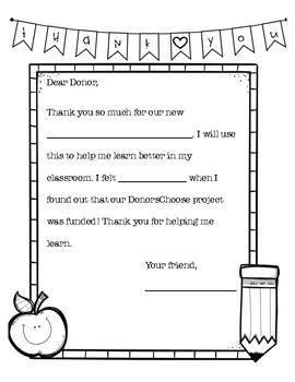 DonorsChoose Thank You Letter by Buds2Blossoms | TPT