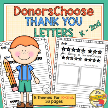Preview of DonorsChoose Thank You Letter Templates (K-2nd Grade)