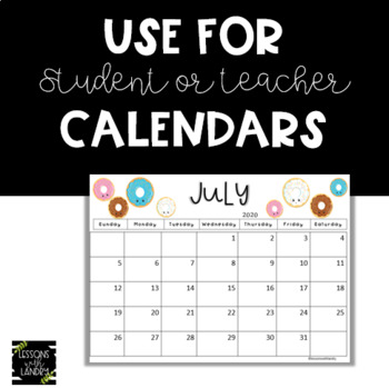 Donut 2022 2023 School Year Calendar by Lessons with Landry TPT