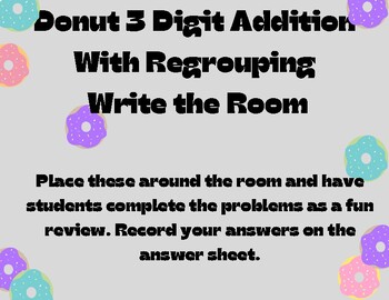 Preview of Donut 3 Digit Addition Task Cards