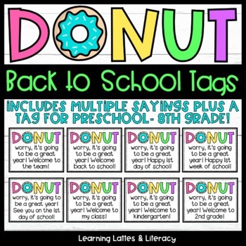 Preview of Donut Back to School Gift Tags Treats Welcome New School Year Meet the Teacher