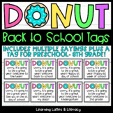 Donut Back to School Gift Tags Treats Welcome New School Y