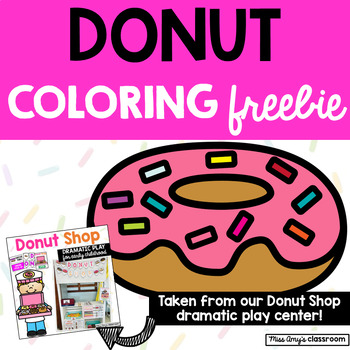 Preview of Donut Coloring Freebie- Sample from Dunkin' Donuts themed Dramatic Play Center