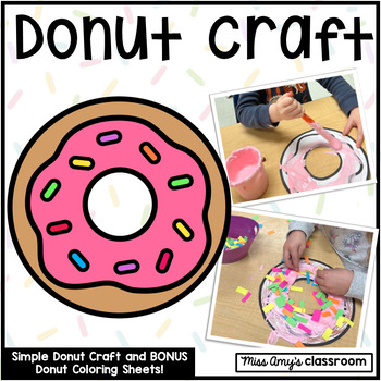 Preview of Donut Craft Templates & Donut Coloring Sheets - PreK, Kindergarten, Early Elem.