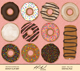 Donut Digital Art - Digital File - Doughnut Clipart - Donu