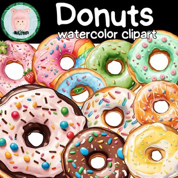 Preview of Donut Doughnut Sweet Yummy Watercolor  Vector Transparent Clip art