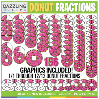 Preview of Donut Fractions Clipart - 156 illustrations!