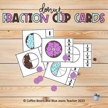 Preview of Donut Fractions Task Clip Cards