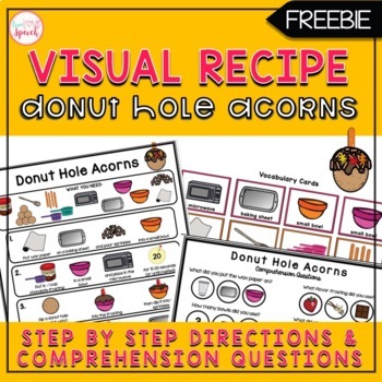 Preview of Donut Hole "Acorns" Visual Recipe {FREEBIE}