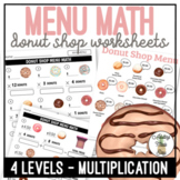 Donut Shop Menu Math Multiplication Worksheets