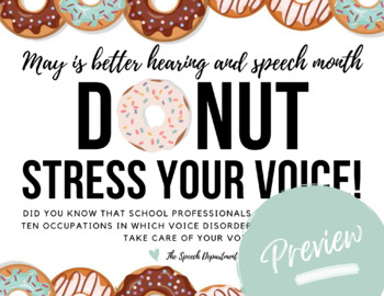 Preview of Donut Stress Your Voice - Handout - Better Hearing and Speech Month