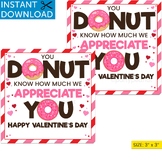 Donut Valentine Gift Tags, Teacher Valentine Gift, Valenti