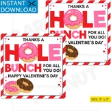 Donut Valentines Tag Donut Gift Tag Thanks Hole Bunch Teac