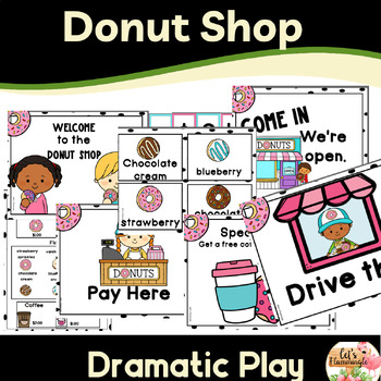 Preview of Donut and Coffee Shop Dramatic Play Center Printables Kindergarten Preschool
