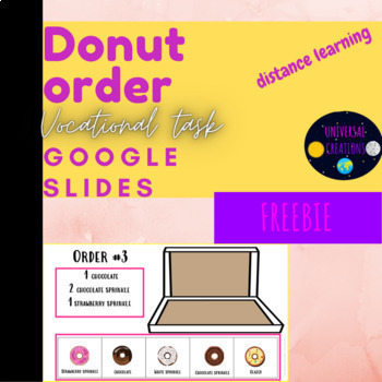 Preview of Donut order Vocational  Task box google slides with words FREEBIE