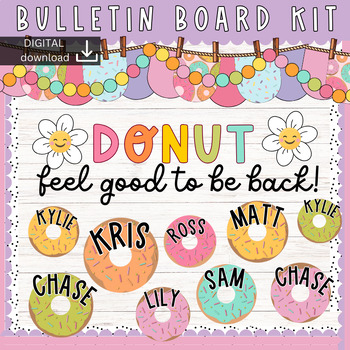 Preview of Donuts - Back to school - August Bulletin Board Kit - Cute Pastel Decor