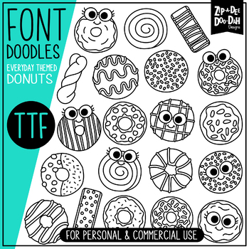 Preview of Donuts Doodle Font {Zip-A-Dee-Doo-Dah Designs}