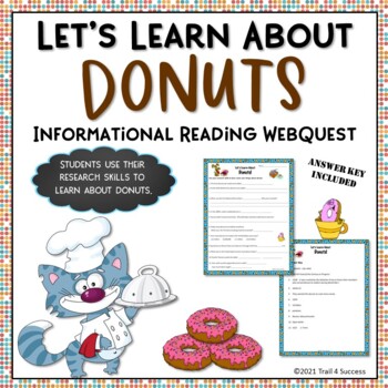 Preview of Donuts Doughnuts Webquest Reading Worksheet Internet Scavenger Hunt