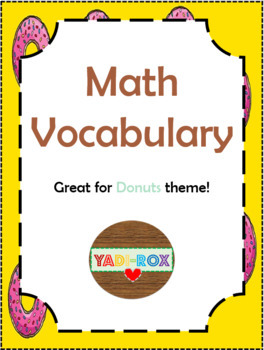 Preview of Math Vocabulary Word Wall Posters – Donuts