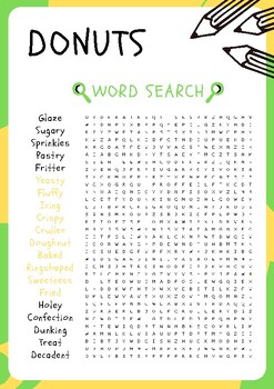 Donuts No Prep Word Search Puzzle Worksheet Activity Morning Work