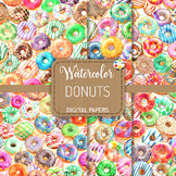 Donuts Set 3 - Yummy Dessert Pattern Papers - Clipart Backgrounds
