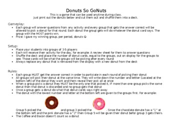 Preview of Donuts So GONUTS Activity Game for the classroom