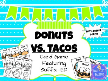 Preview of Donuts VS. Tacos Showdown (A Suffix -ed Card Game)