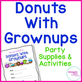 Preview of Donuts With Grownups Party Supplies And Activities