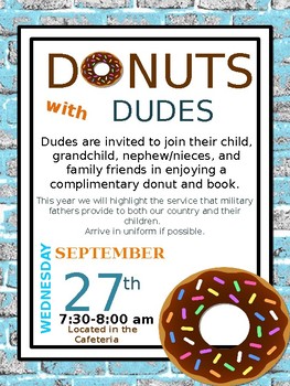 Preview of Donuts with Dudes Editable Event Flyer