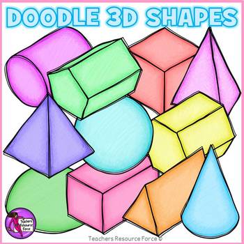 Preview of Doodle 3D Shapes clip art clipart