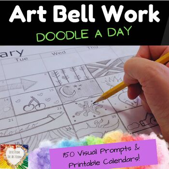 Preview of Doodle A Day- Drawing/Art Warm Ups/Art Bell Work - Art Lesson Back To School