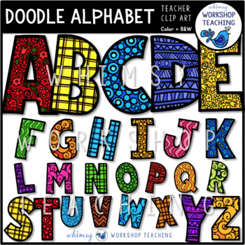 Preview of Doodle Alphabet Clip Art - Whimsy Workshop Teaching