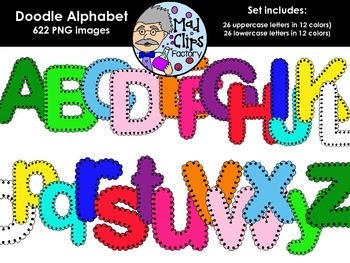 Download Doodle Alphabet Colorful By Mad Clips Factory Tpt